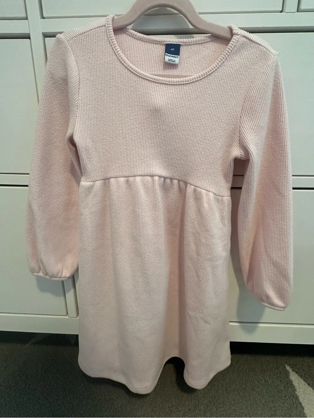 Old Navy Light Pink Knit Long-Sleeve Girls Dress
